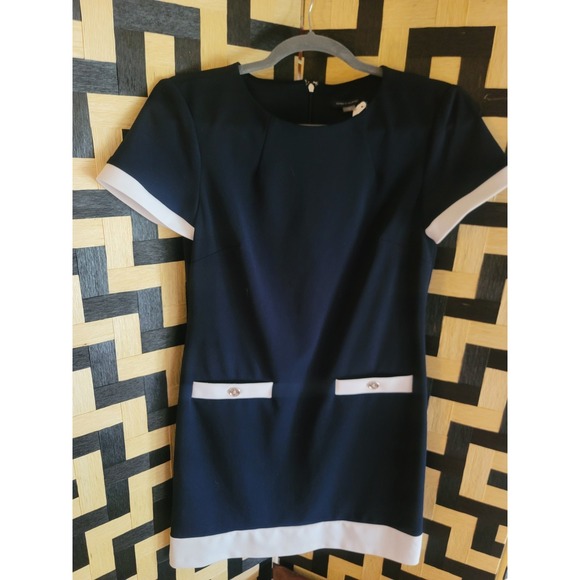 Tommy Hilfiger Dresses & Skirts - Tommy‎ Hilfiger Women's Navy Blue And White Dress With Gold Buttons Size 6